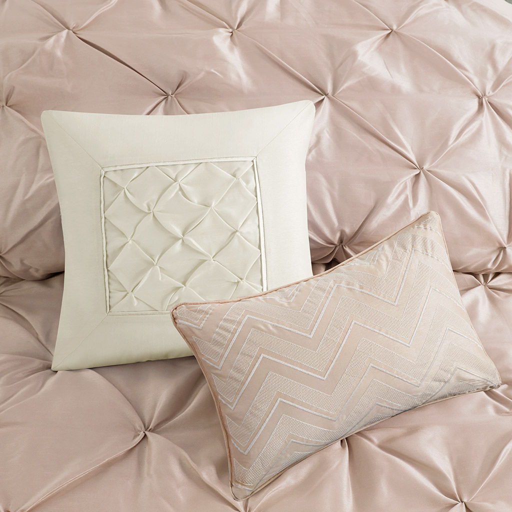 Laurel - King 7 Piece Tufted Comforter Set - Blush