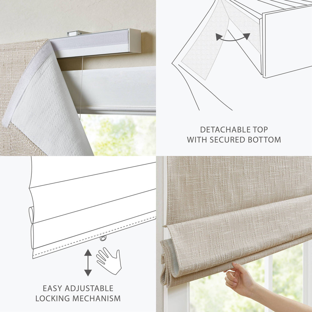Quincy - 33x64" Total Blackout Cordless Roman Shade - Linen
