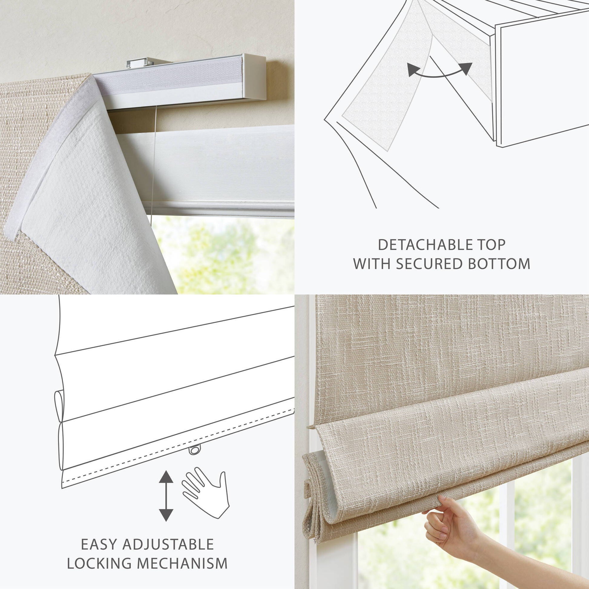 Quincy - 35x64" Total Blackout Cordless Roman Shade - Linen