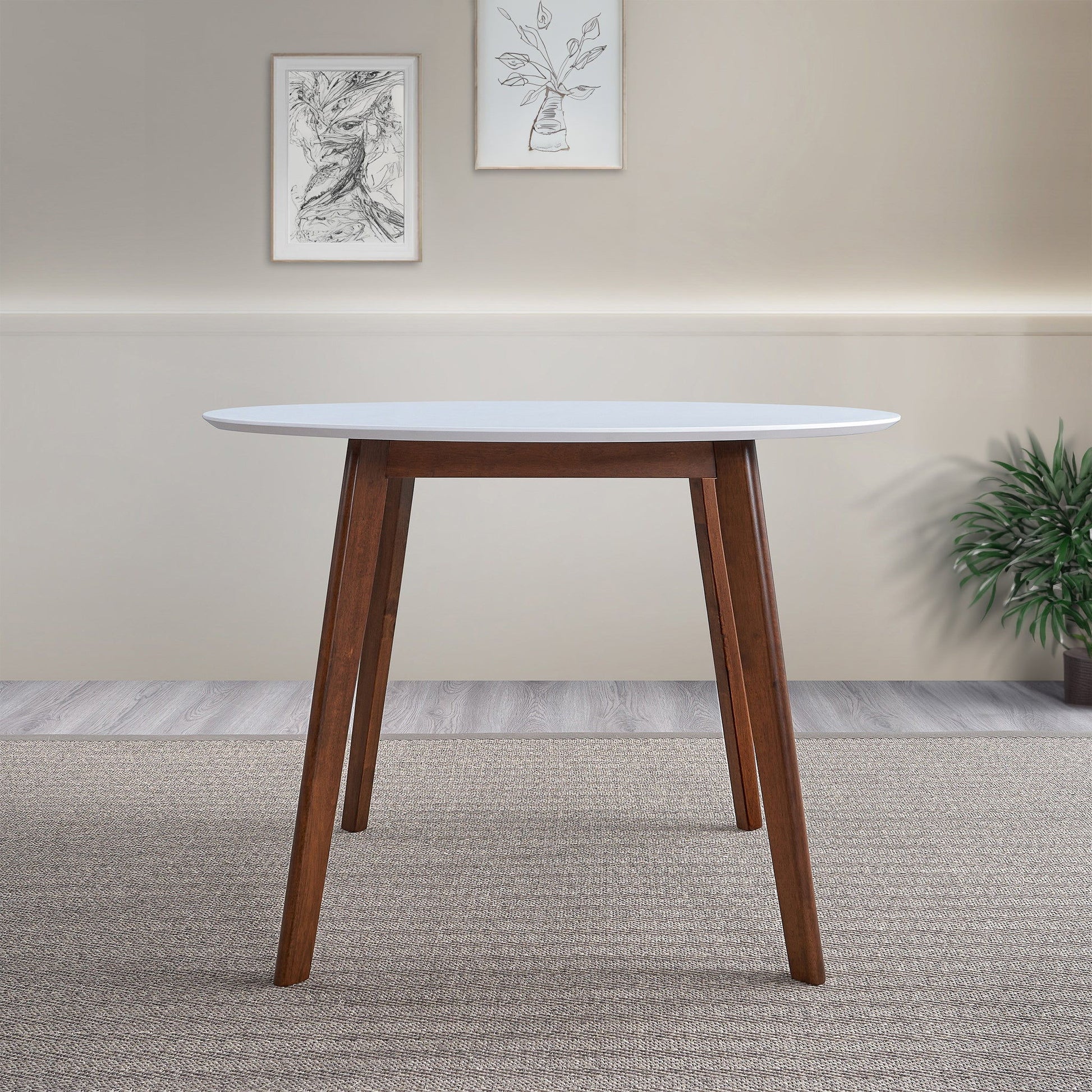 Dining Table - Brown / White