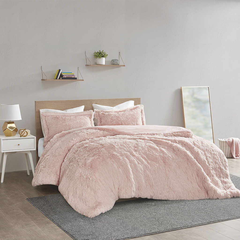 Malea - Shaggy Duvet Cover Set - Blush