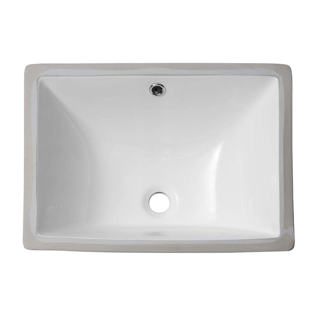 European Style White Ceramic Rectangular Undermount Bathroom Sink With Overflow