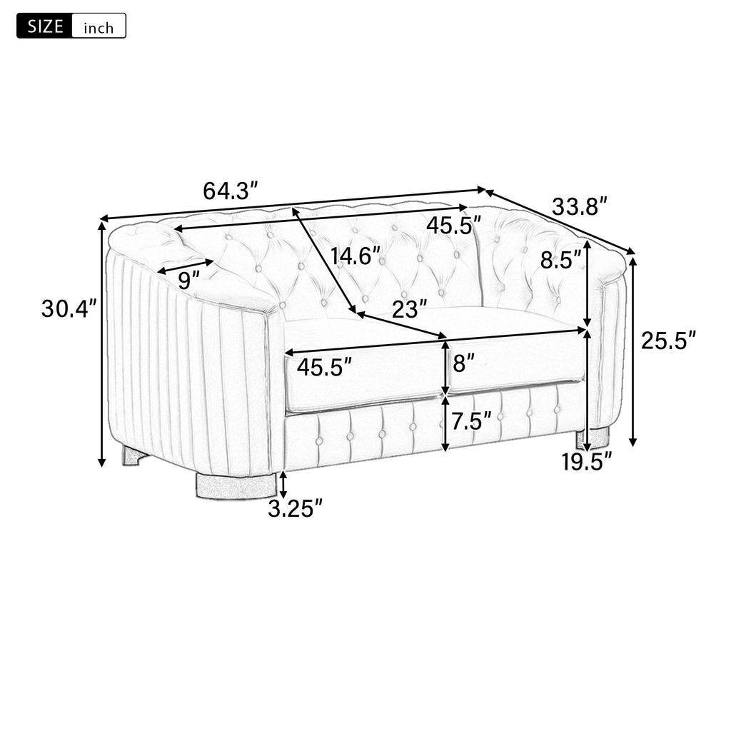 Upholstered Loveseat Sofa With Thick Removable Seat Cushion
