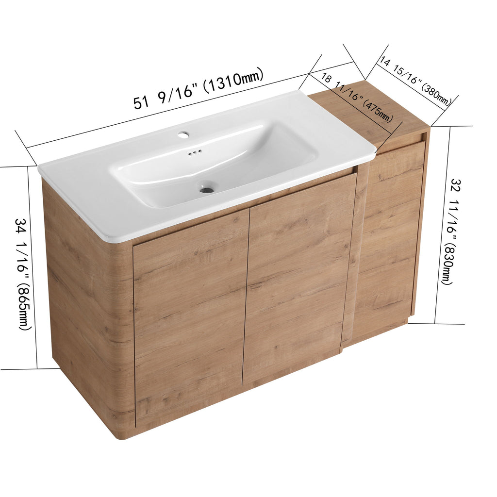 Freestanding Bathroom Vanity With Sink, 1 Small Storage Cabinet, Soft Close Door