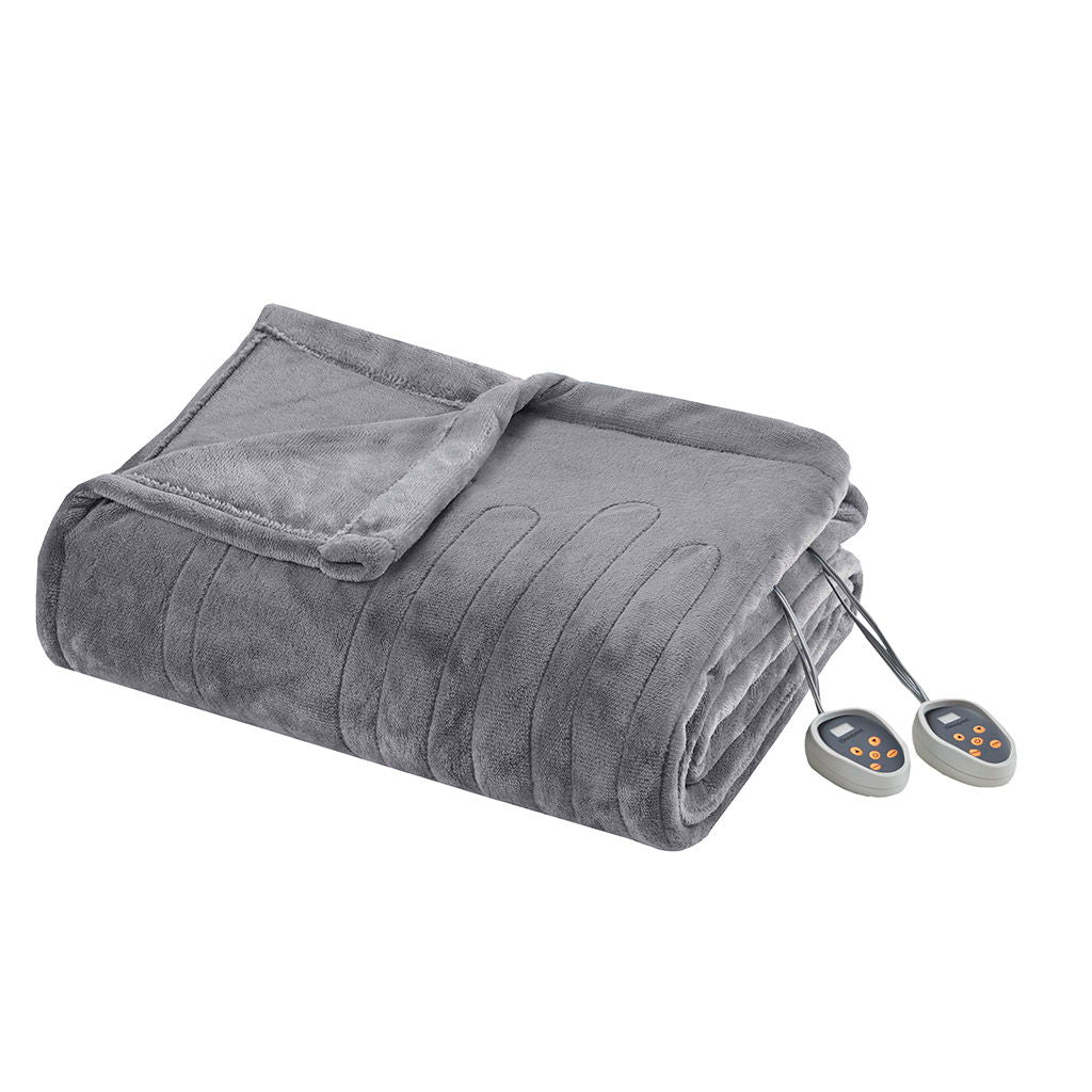 Heated Plush - King Blanket - Gray