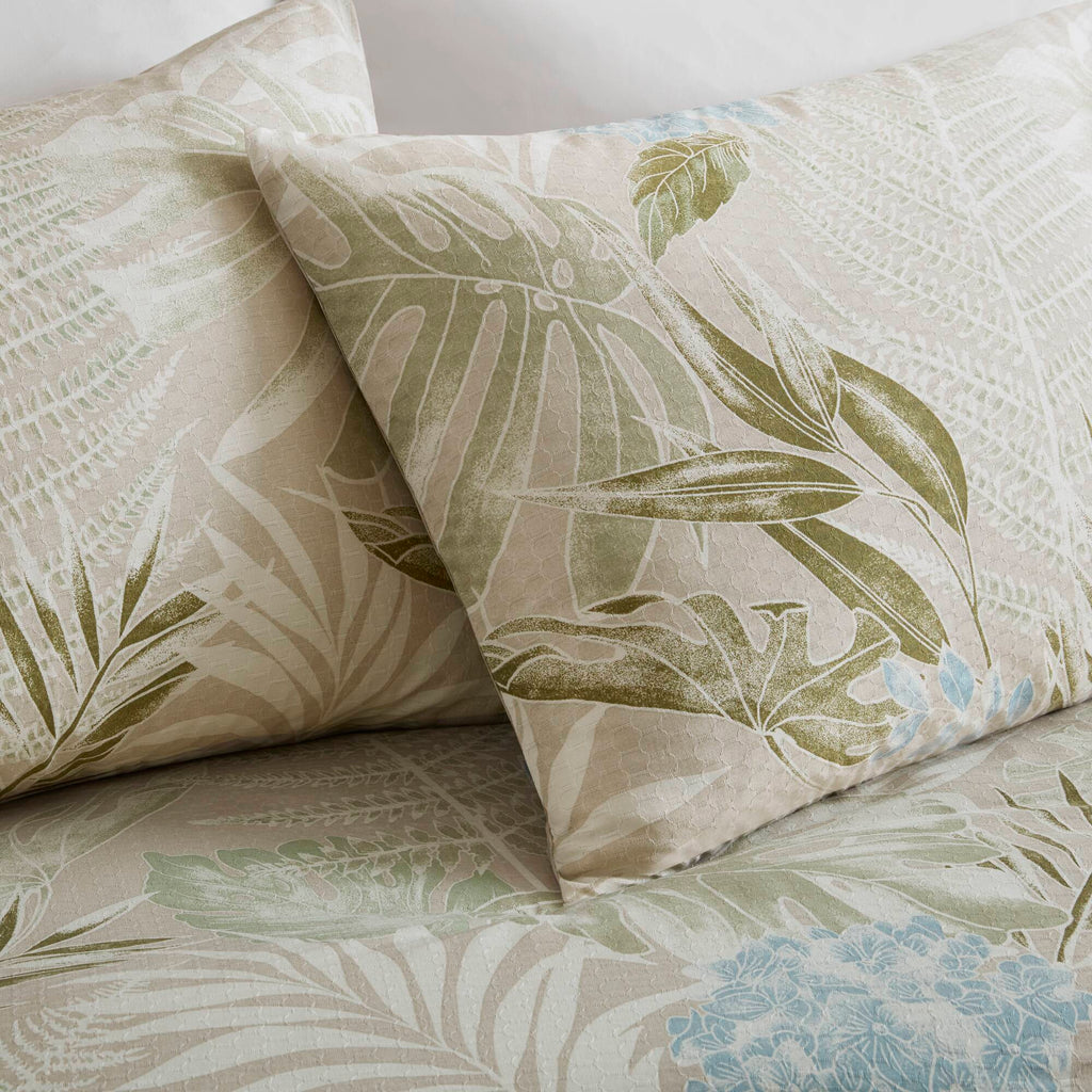 Kiawah Island - 5 Piece Cotton Duvet Cover Set With Throw Pillow - Taupe