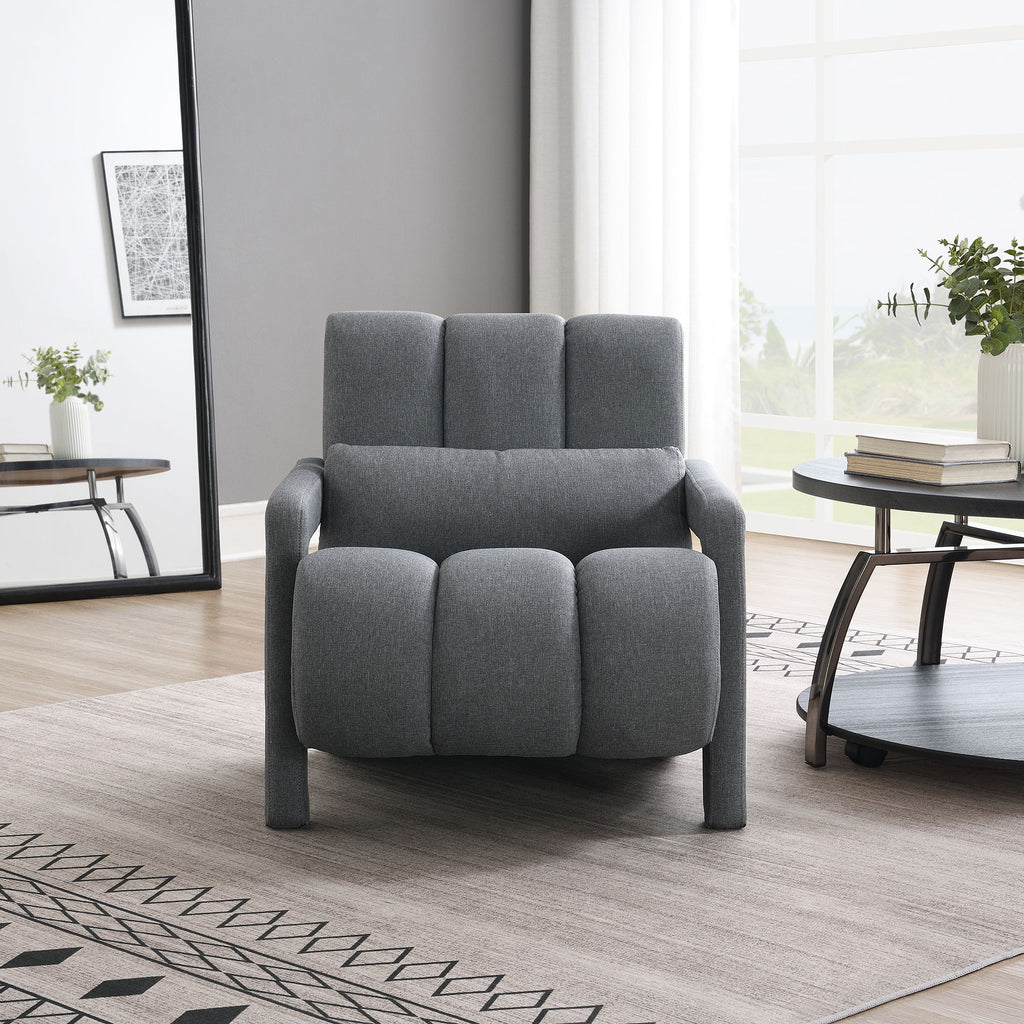 Modern Upholstered Accent Chair, Comfortable Linen Fabric With A Pillow For Living Room