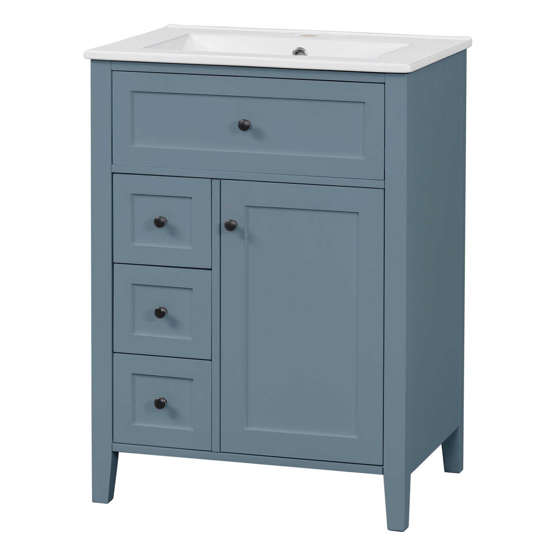 Bathroom Vanity With Sink, 3 Drawers & Cabinet With Adjustable Shelves