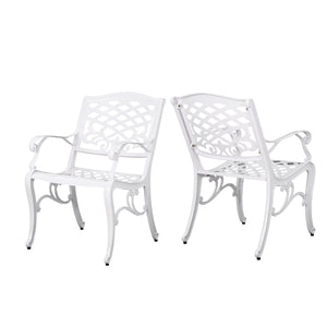 Unravel - Outdoor Arm Chair With Scroll Design And Floral Accents (Set of 2) - White