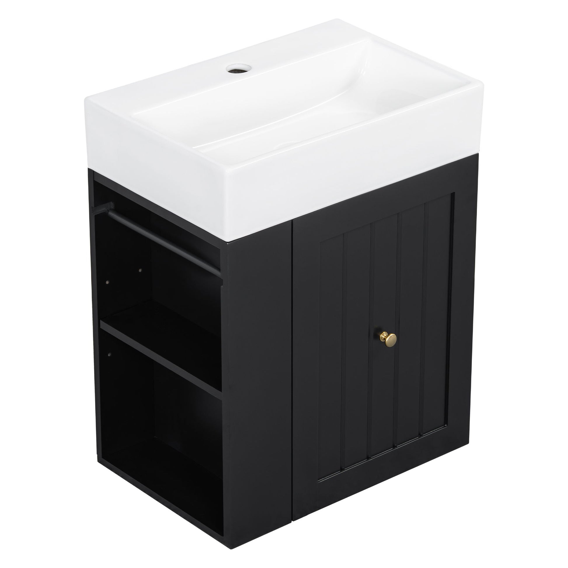 Modern Bathroom Vanity With Sink, Storage Cabinet, Drawer & Side Shelf