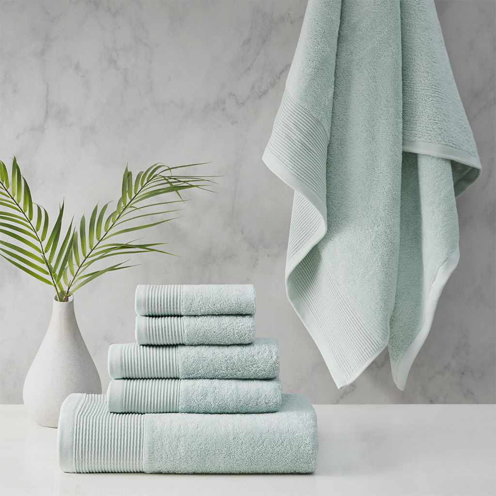 Nuage - Cotton Tencel Blend Antimicrobial 6 Piece Towel Set - Seafoam