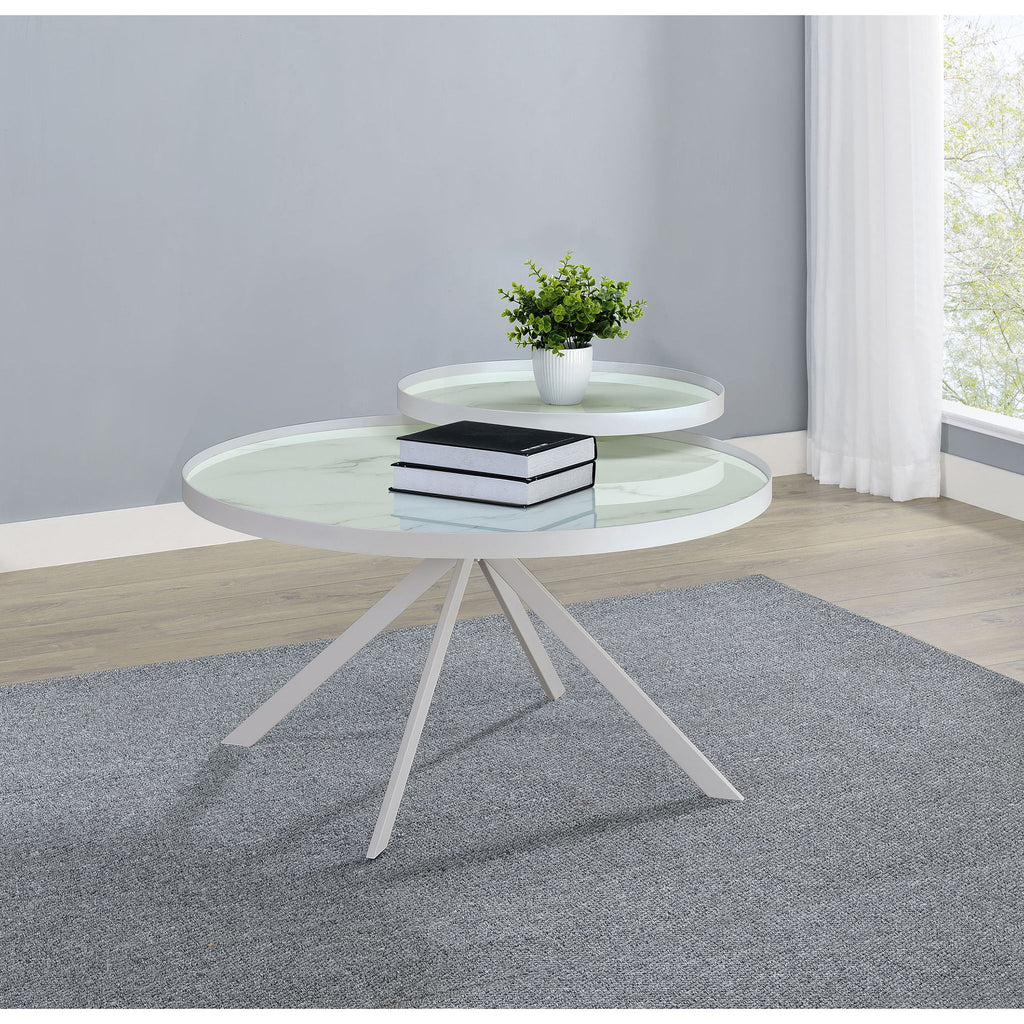 Shayne - Round Top Coffee Table With 2 Tier Design