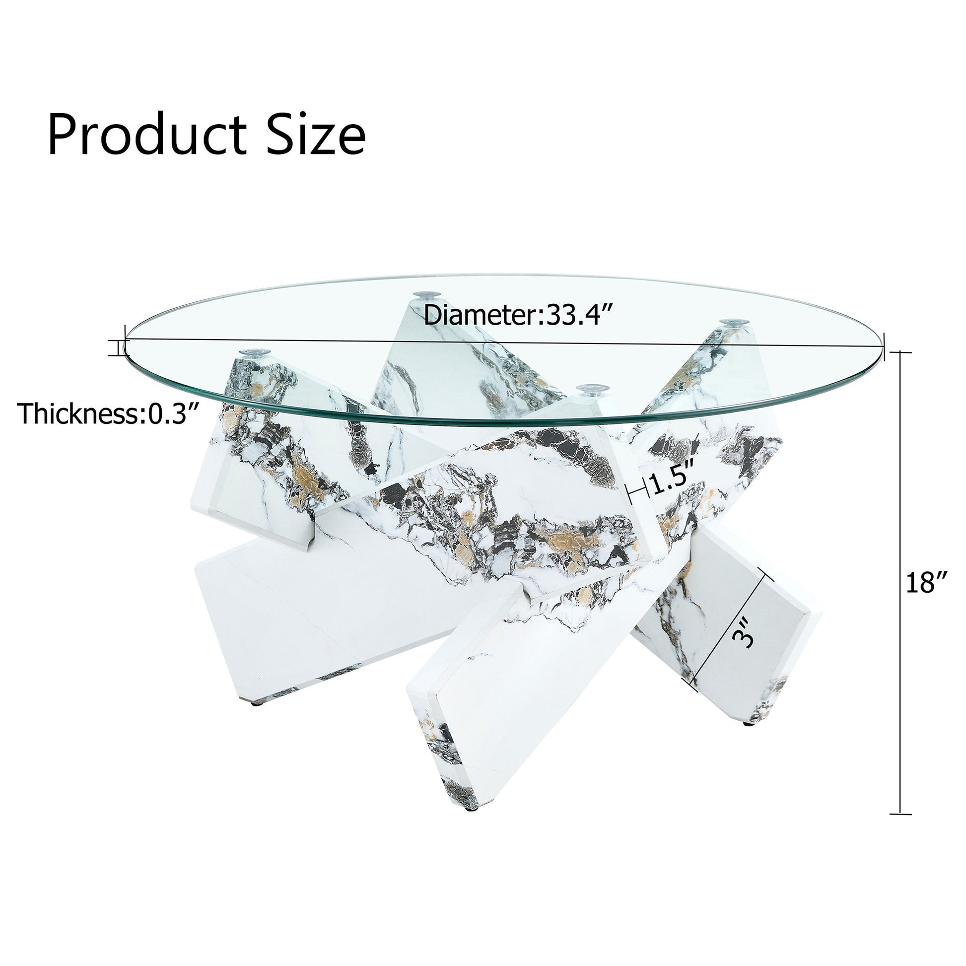 Modern Round Glass Coffee Table With Tempered Glass
