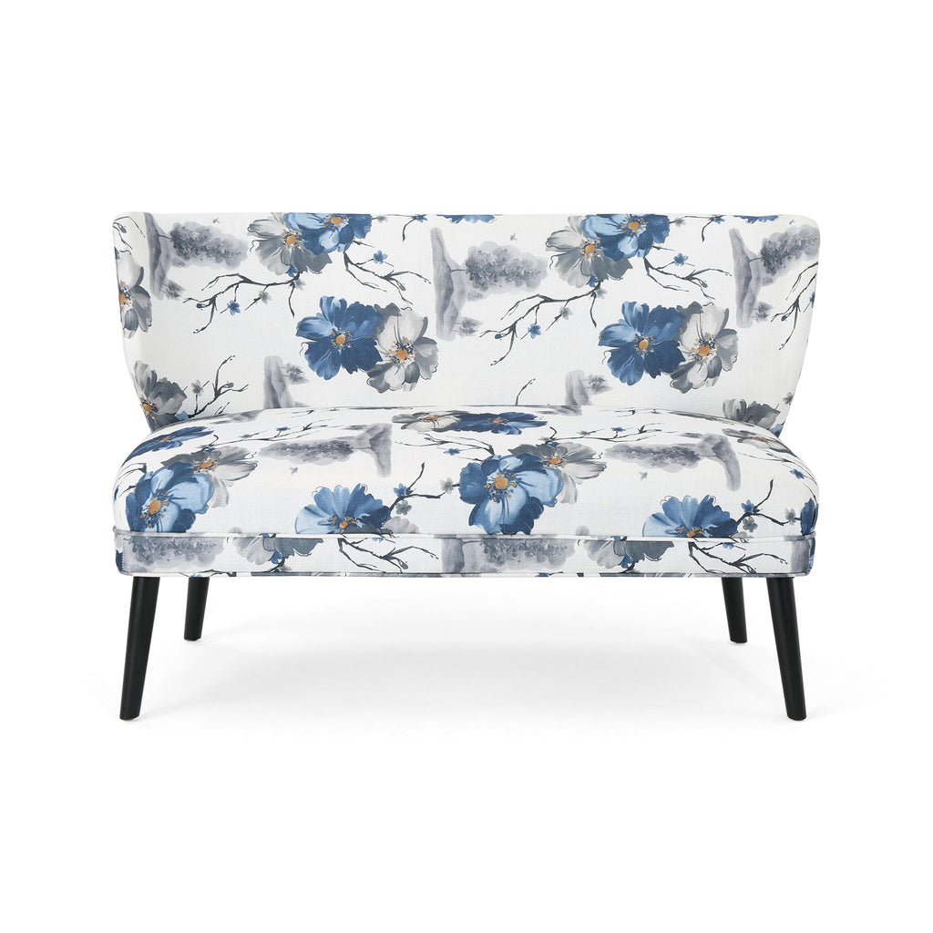 Elegant Classic Upholstered Loveseat With Curved Backrest