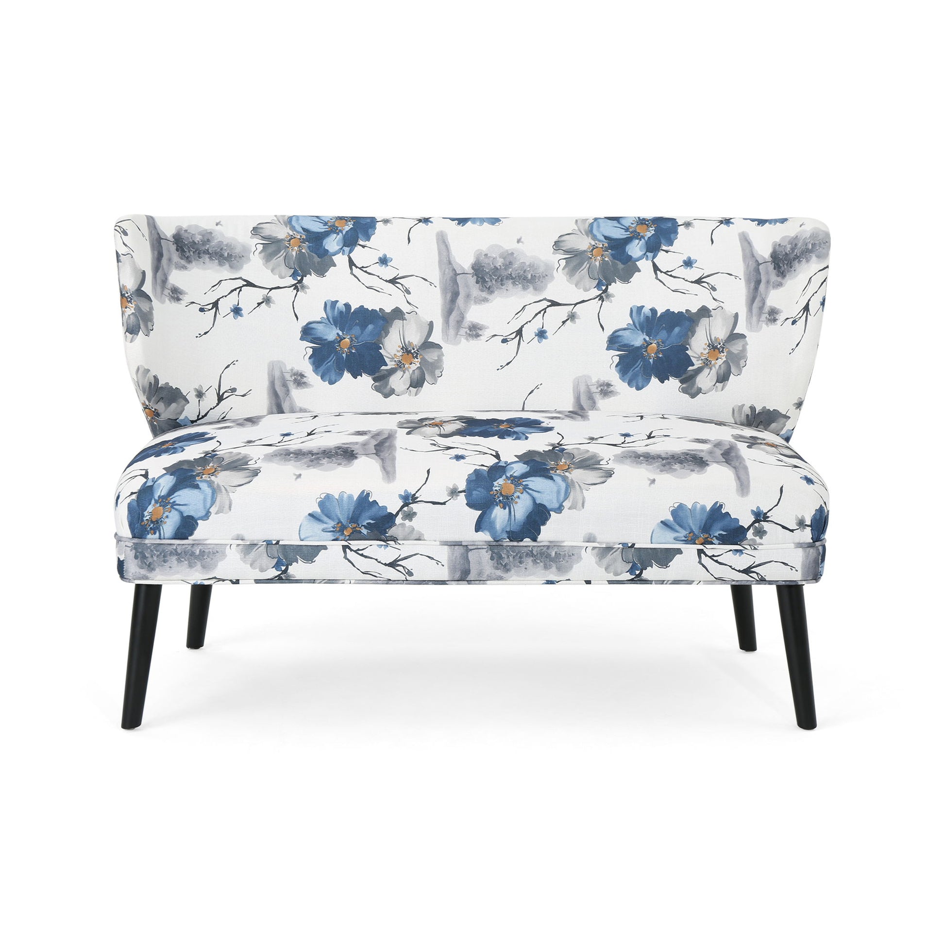 Elegant Classic Upholstered Loveseat With Curved Backrest
