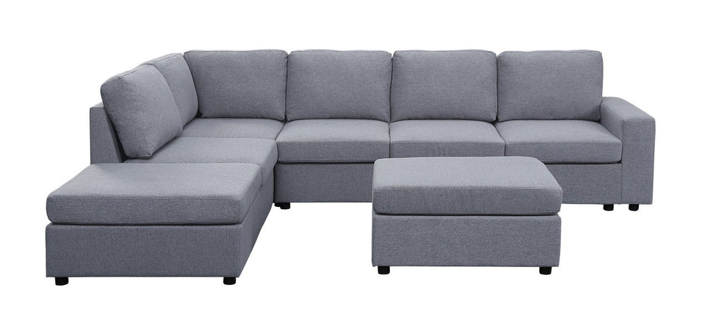 Cassia - 7 Seat Reversible Modular Sectional Sofa With Ottoman