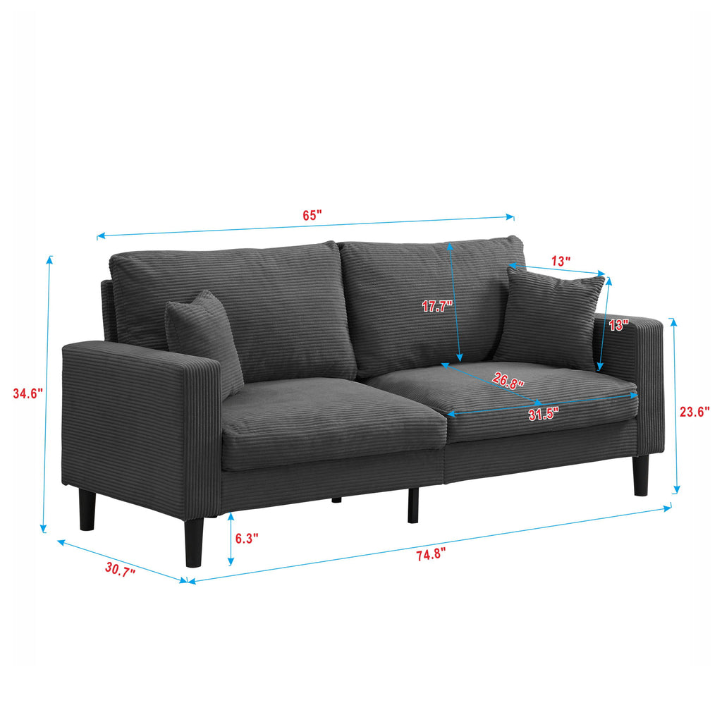 Modern Upholstered 2 Piece Sofa Set With 3 Seater And 2 Seater