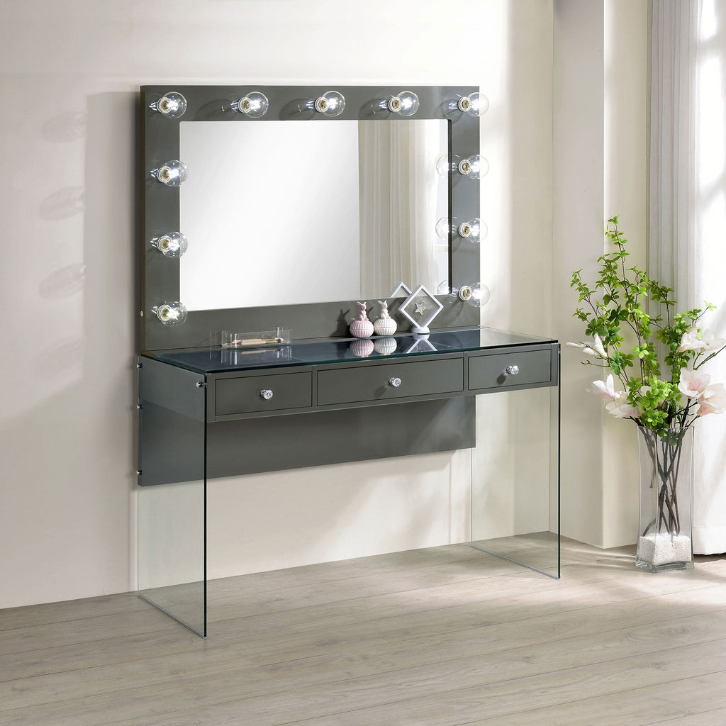 Katelyne - 3 Drawer Vanity Set With Mirror - Gray