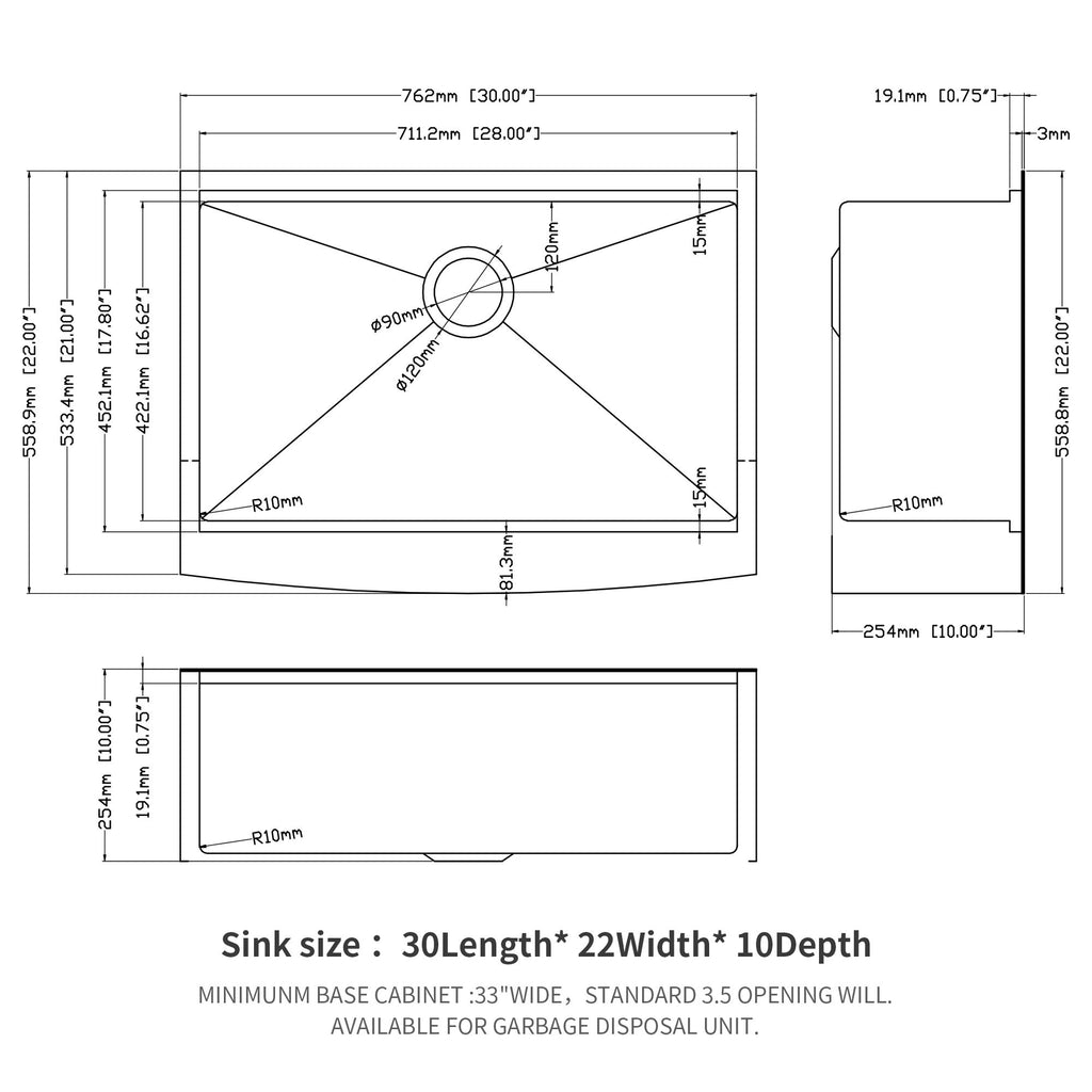 Farmhouse Kitchen Sink Workstation, Apron Front