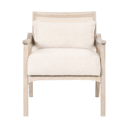 Gewnee - Retro Armchair With Lumbar Pillow - Natural