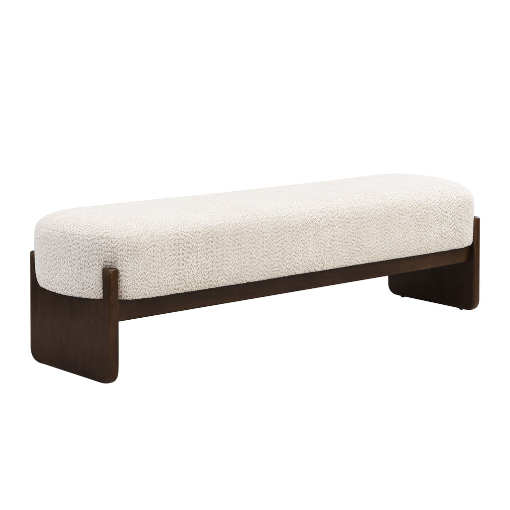Ottoman With Upholstery, Rectangular Design - Beige / Brown