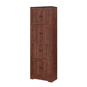 Tall Storage Cabinet With 8 Doors And 4 Shelves, Wall Storage Cabinet For Living Room, Kitchen, Office, Bedroom, Bathroom