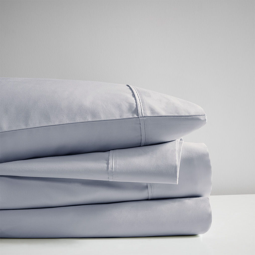 600 Thread Count - Cooling Cotton Blend 4 Piece Queen Sheet Set - Blue