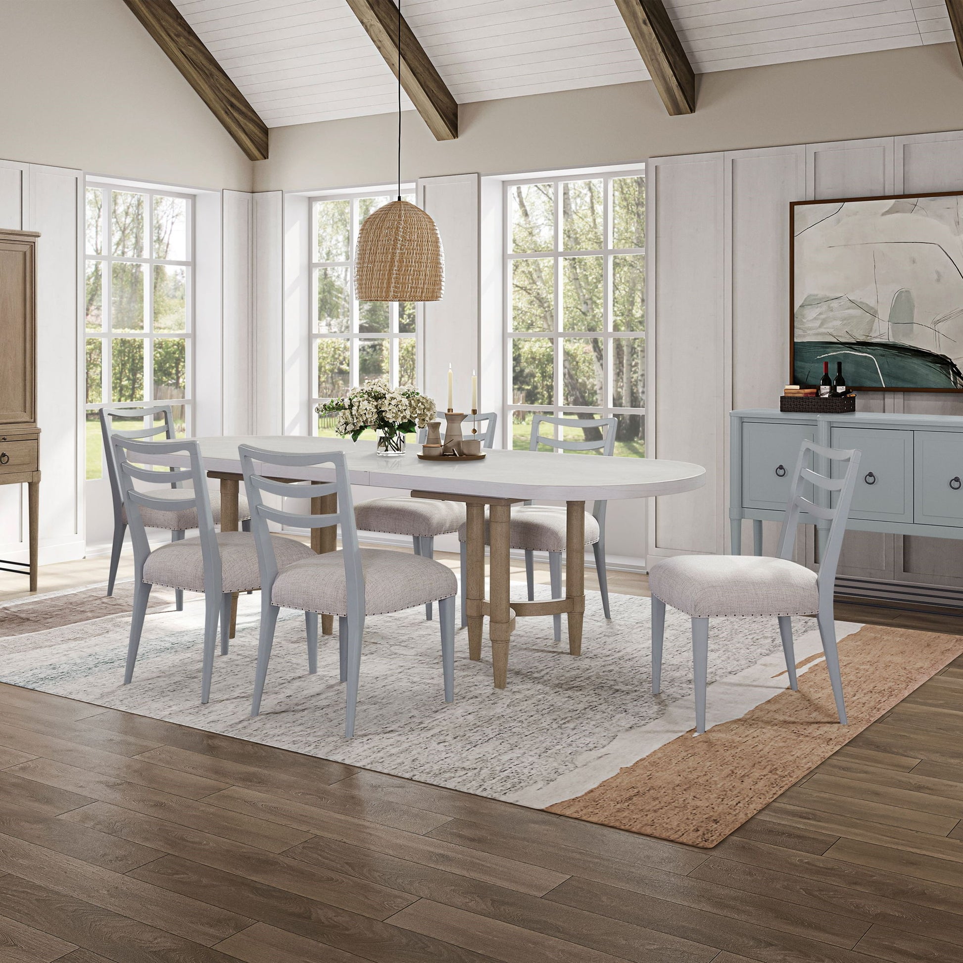 Triad - Double Pedestal Dining Table With Leaf - Sand