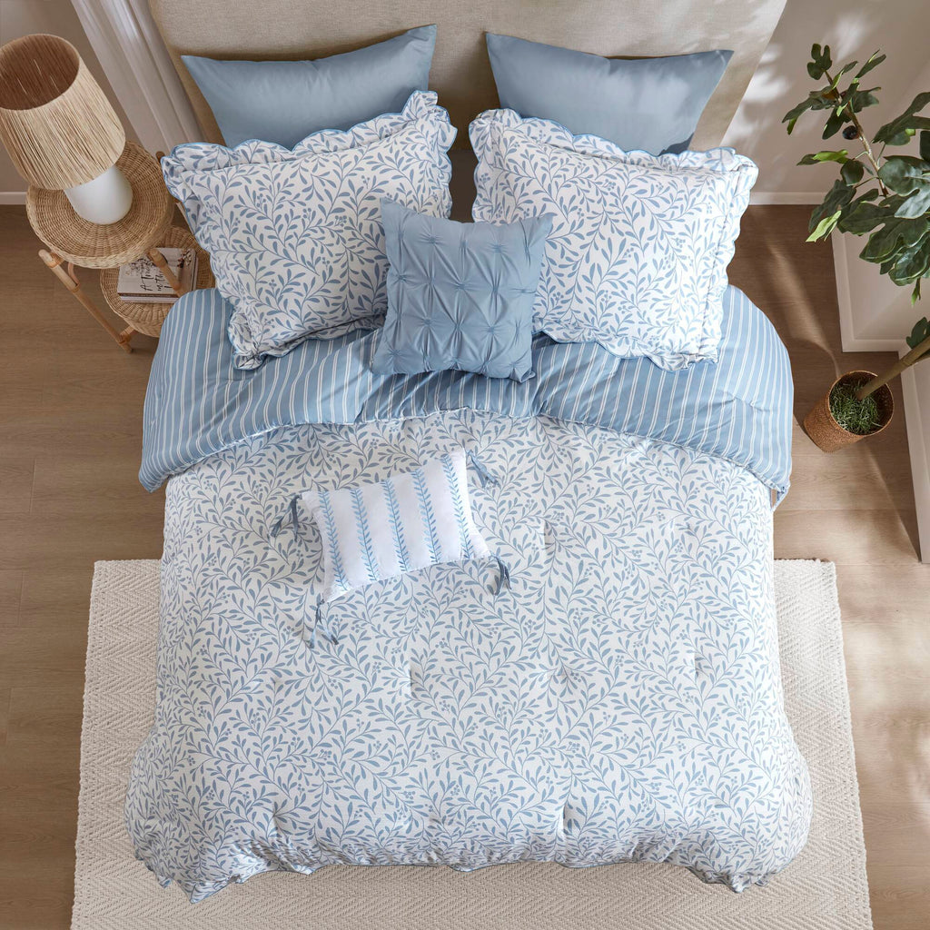 Darcy - 5 Piece King Print Comforter Set - Blue