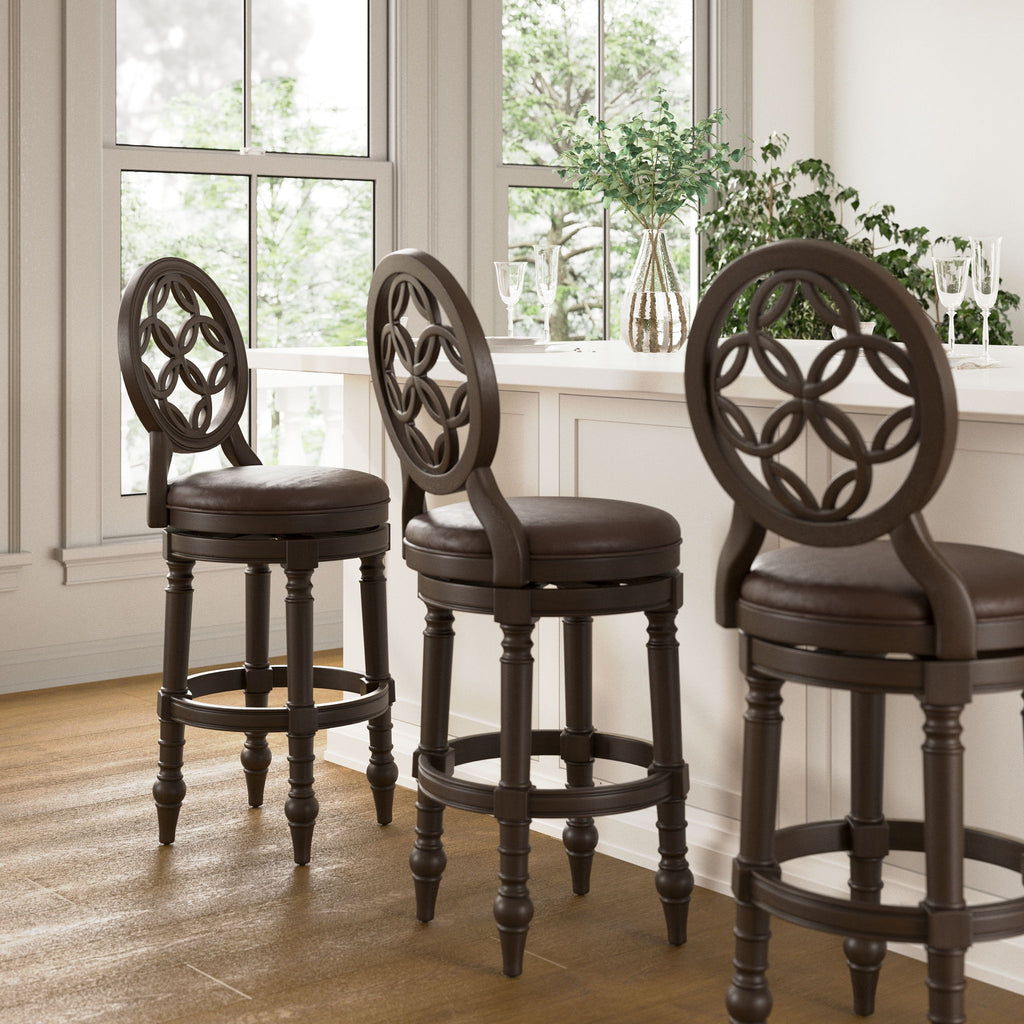 Stool With Back And Swivel Upholstered Seat