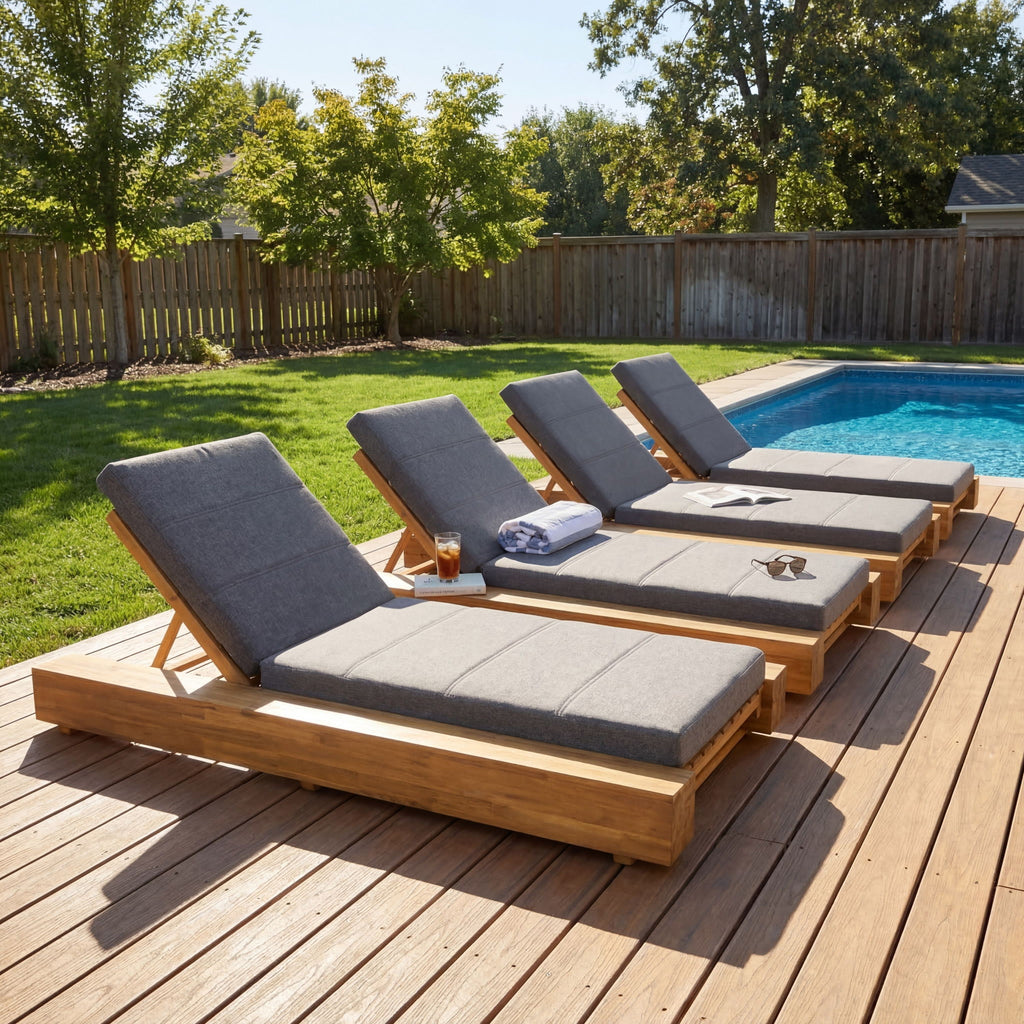 Outdoor Chaise Lounges With Water-Resistant Cushions