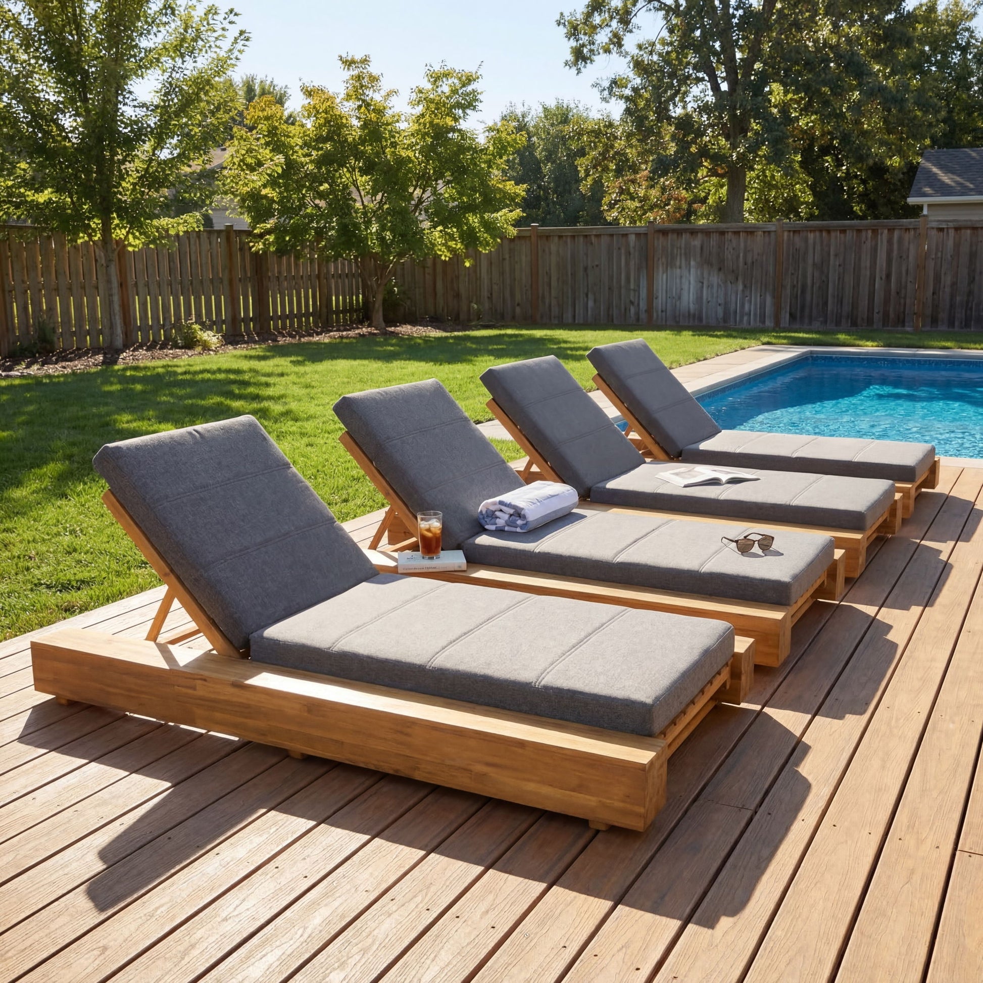 Outdoor Chaise Lounges With Water-Resistant Cushions