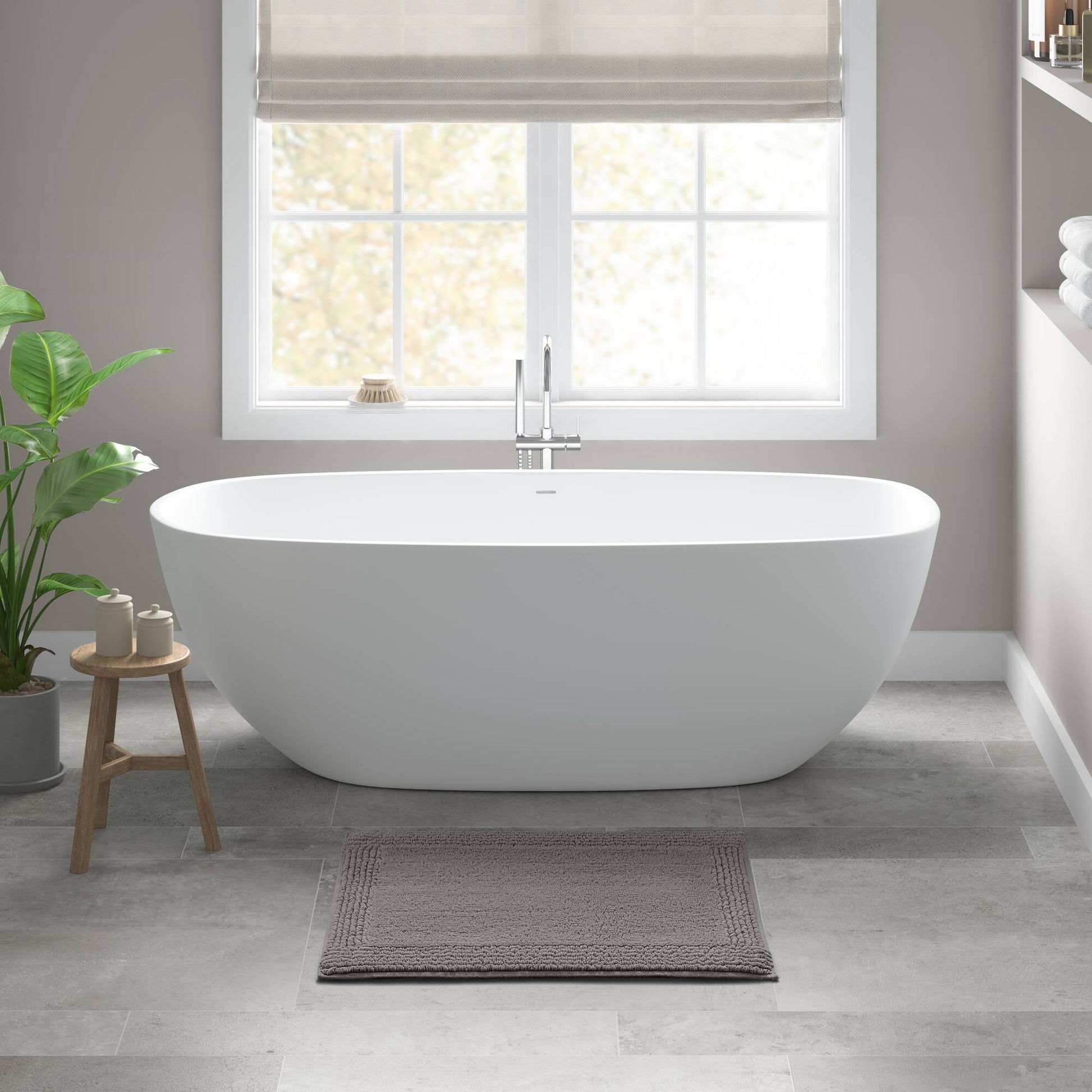 Splendor - 24" x 44" Tufted Reversible Bath Rug - Charcoal