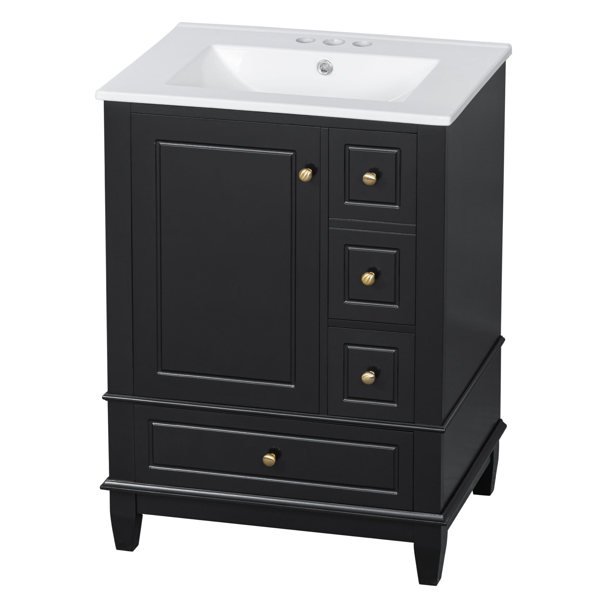 Modern Bathroom Vanity With Sink, Freestanding Cabinet With Drawers And Storage Shelves