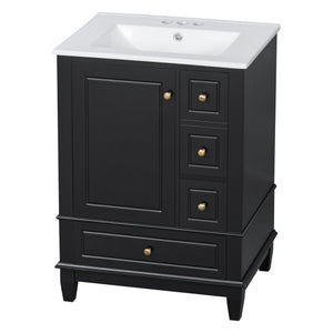 Modern Bathroom Vanity With Sink, Freestanding Cabinet With Drawers And Storage Shelves