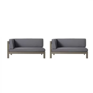 Aura - 2 Piece Outdoor Set With X Back Left Bench And Corner - Dark Gray