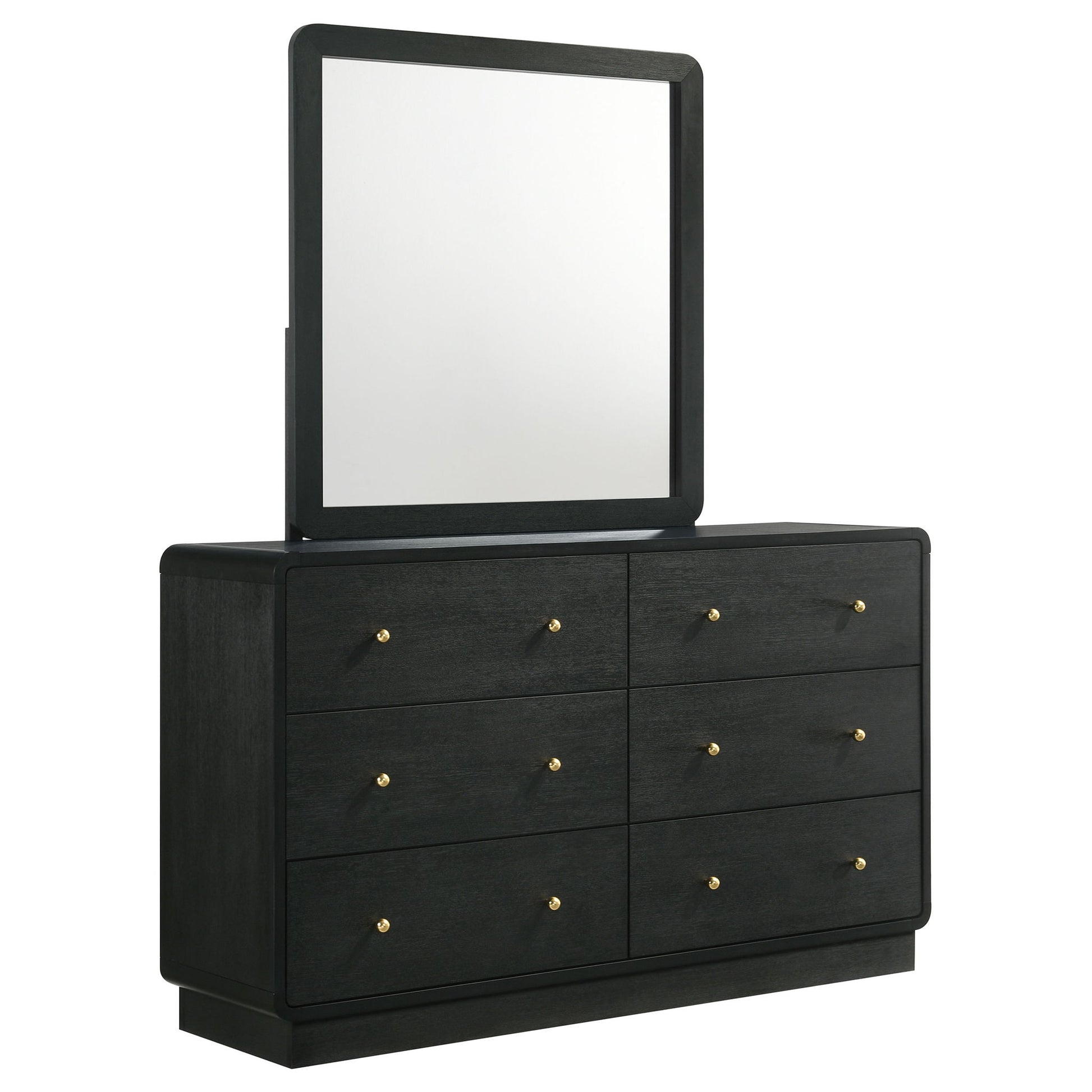 Burton - 6 Drawer Dresser With Mirror - Black