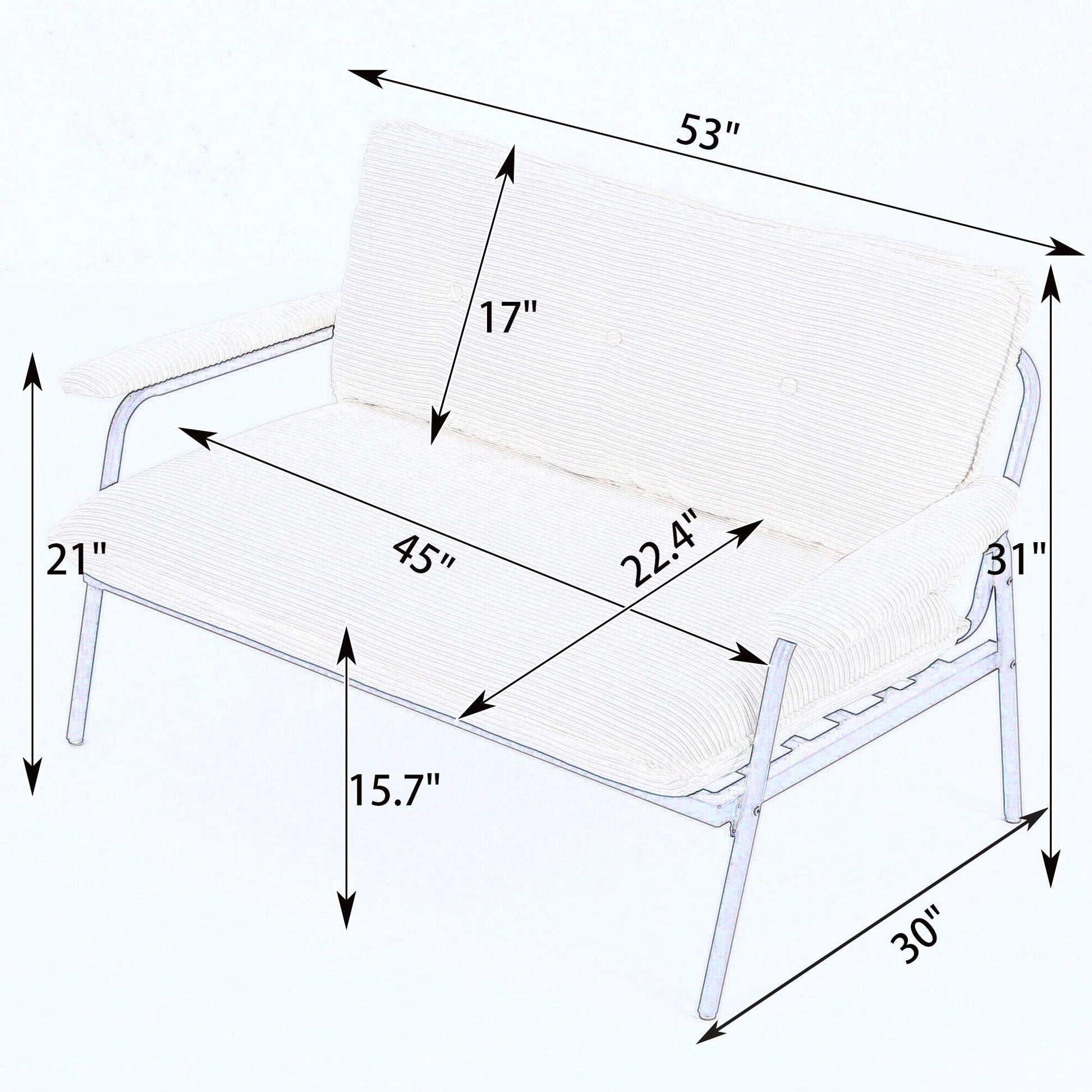 Modern Metal Frame Sofa With Sponge Filling For Compact Spaces And Versatile Use