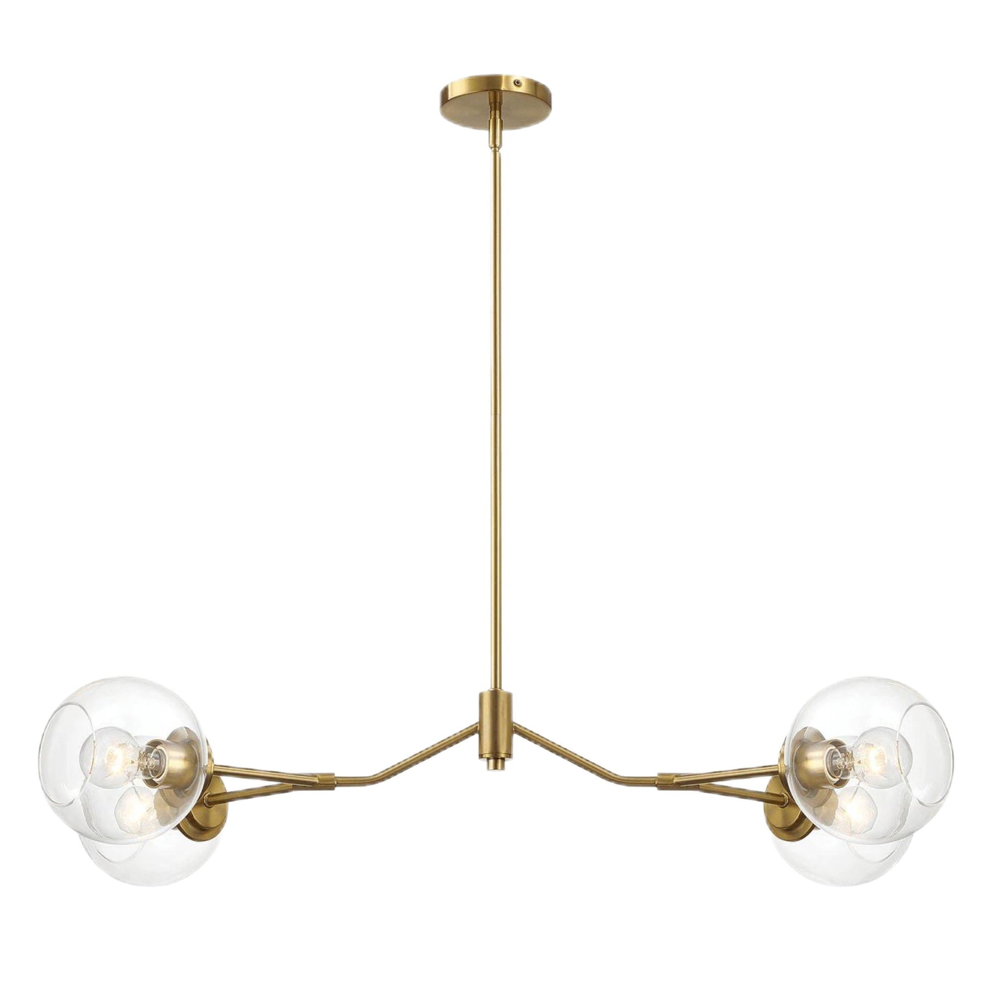 Jewel - 4 Lights Chandelier Ceiling Hanging Light Fixture - Clear / Gold