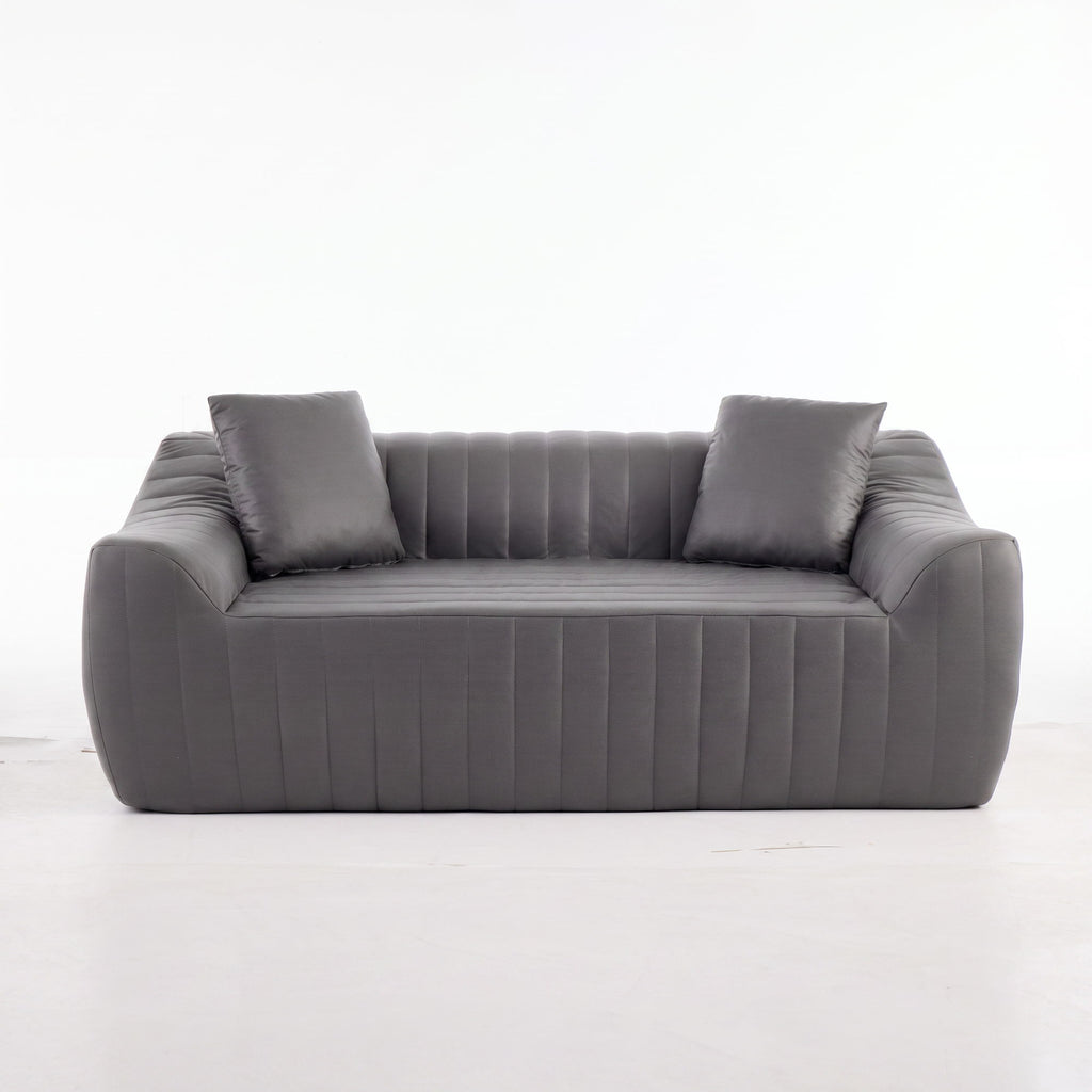 Oversized 2 Seater Loveseat With 2 Decor Throw Pillows, Deep Seat Sofa For Living Rooms