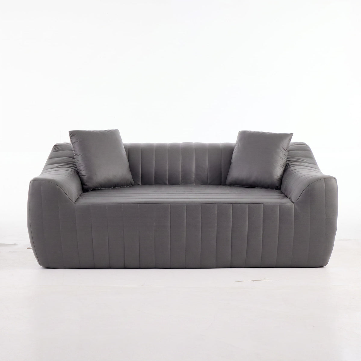 Oversized 2 Seater Loveseat With 2 Decor Throw Pillows, Deep Seat Sofa For Living Rooms