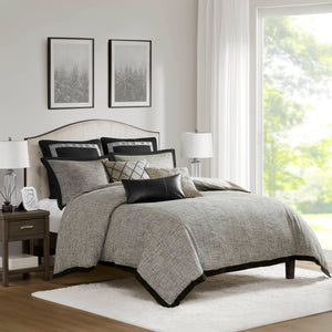 Reed - 8 Piece Queen Comforter Set - Gray