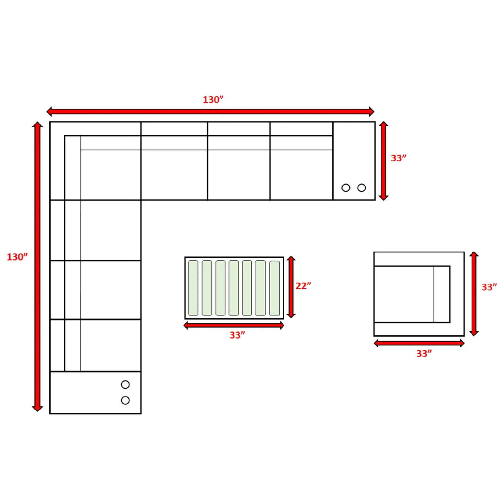 Modern Patio Rattan Sectional Set With Cushions