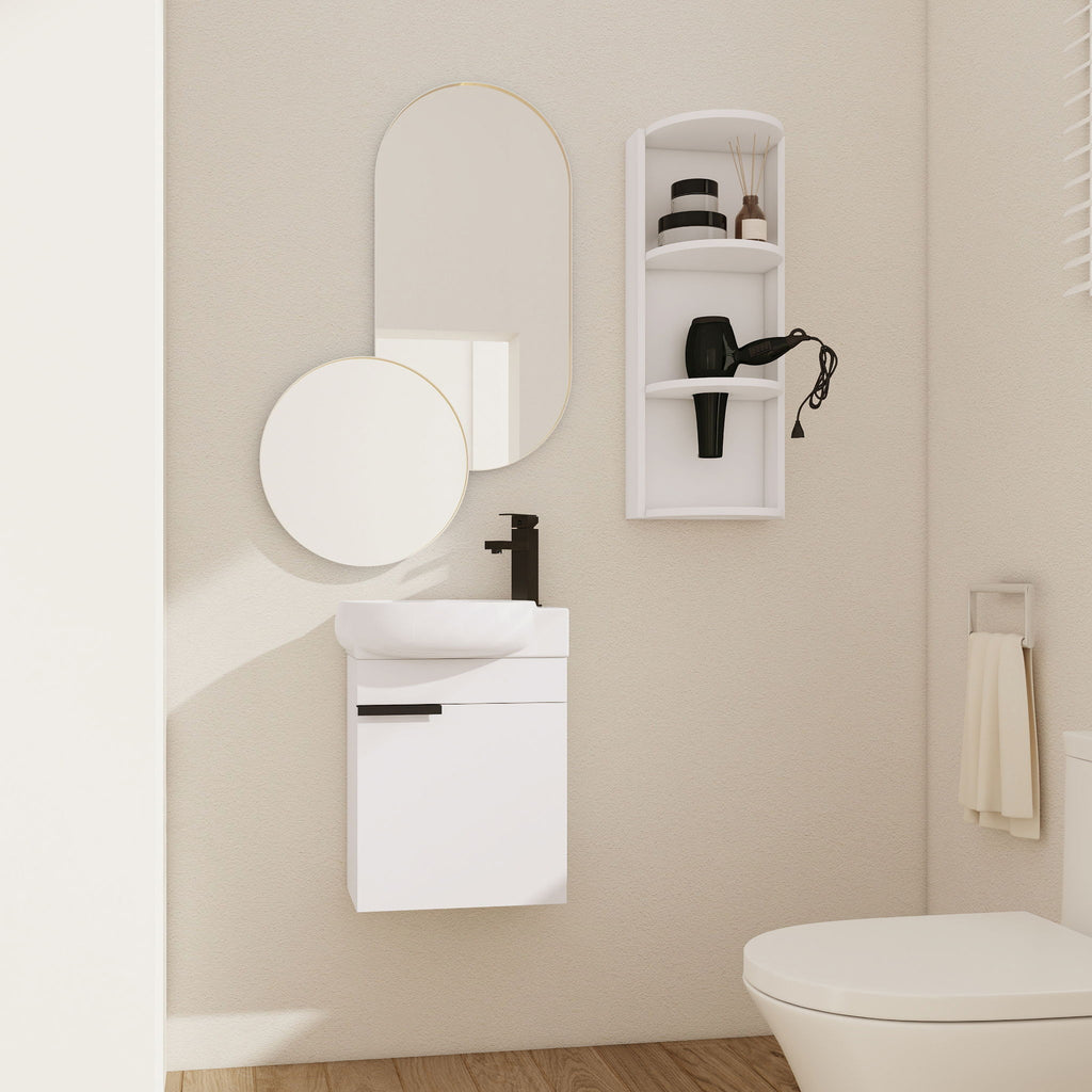 Wall Mounted Bathroom Vanity With Sink And Storage Rack, Soft Close Doors