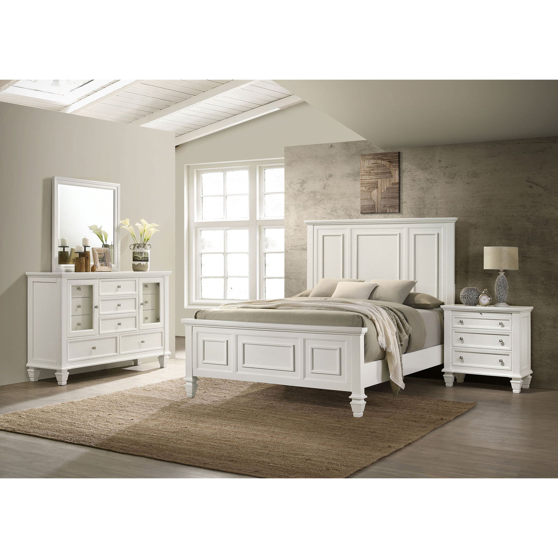 Dennis - 4 Piece Eastern King Bedroom Set - Cream White