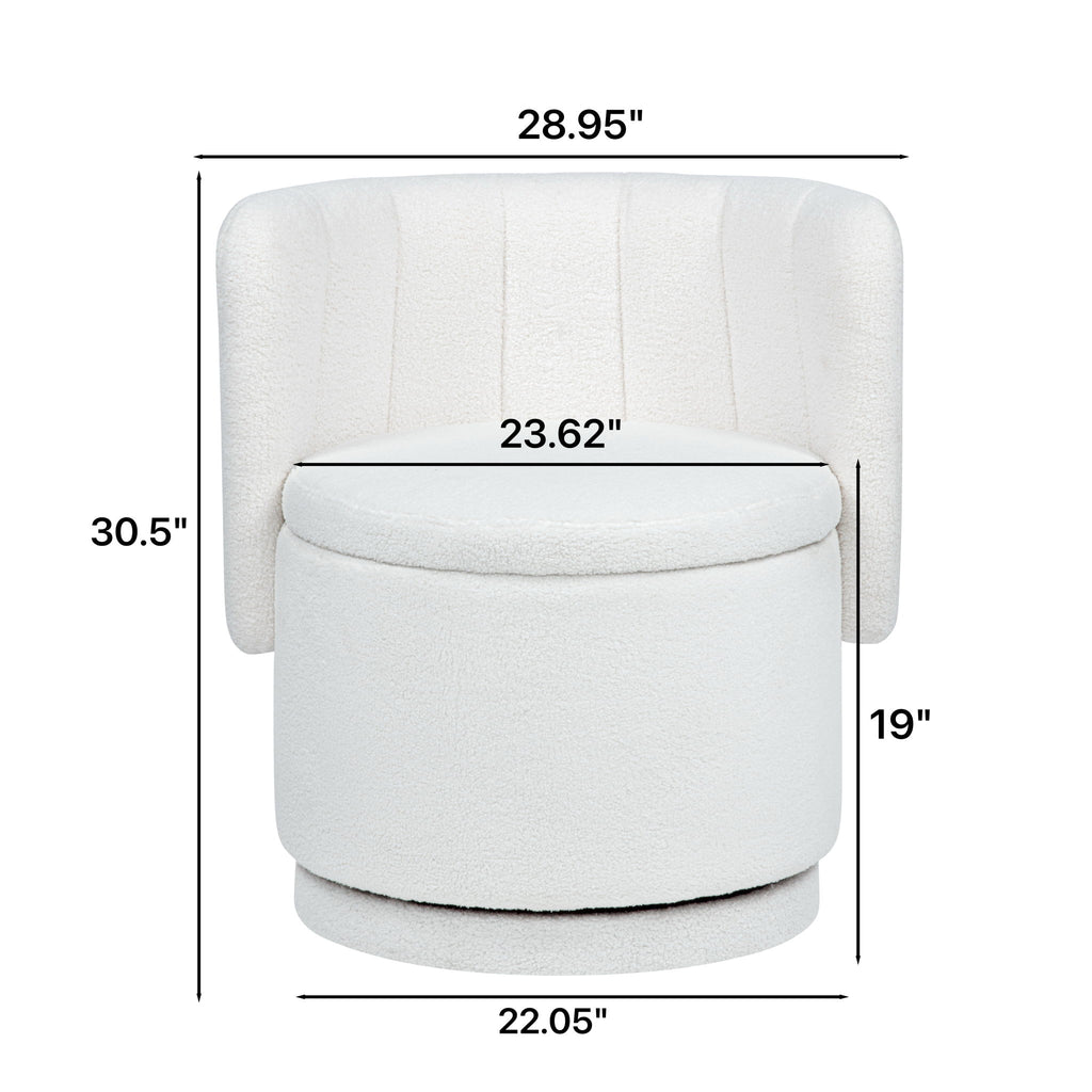 Modern 360 Degree Swivel Back Sofa Chair With Storage Space Boucle, Perfect For Bedroom And Living Room - Beige