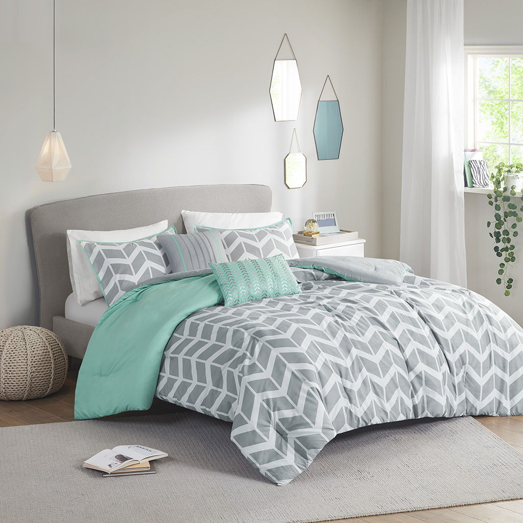 Nadia - Twin Comforter Set - Aqua