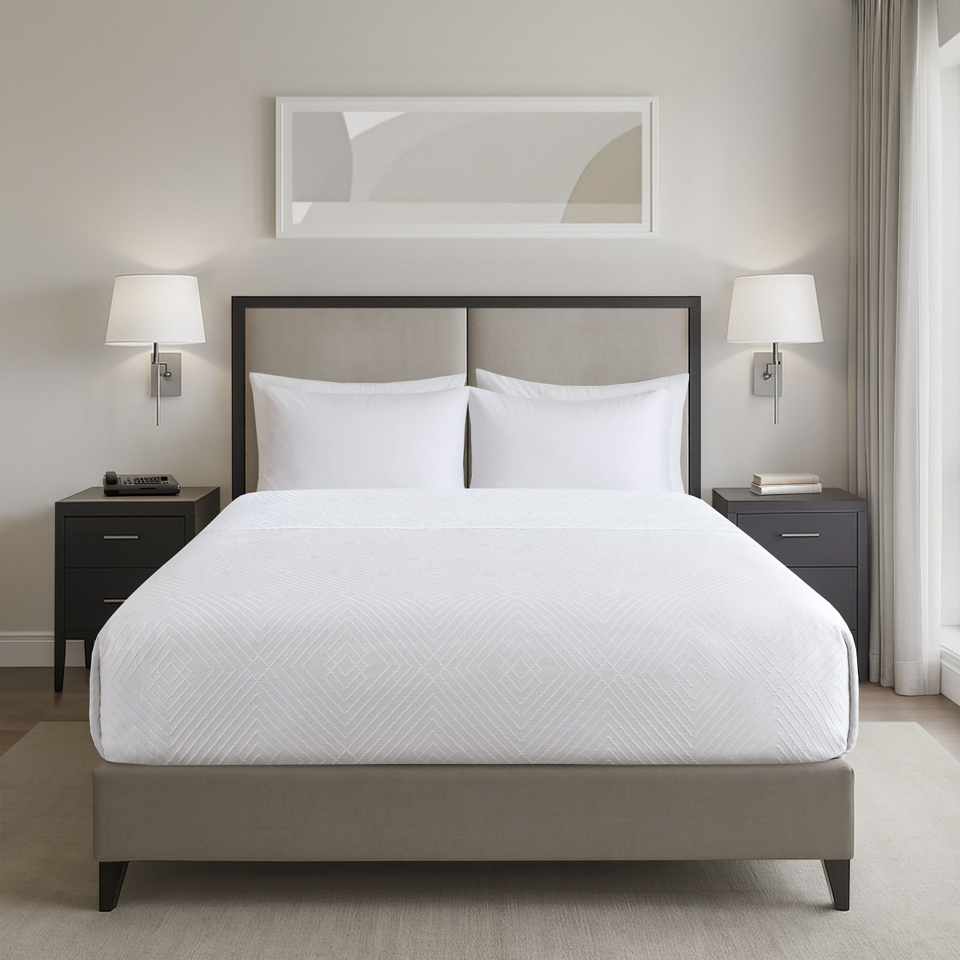 Jacquard Lark - Essential Coverlet - White