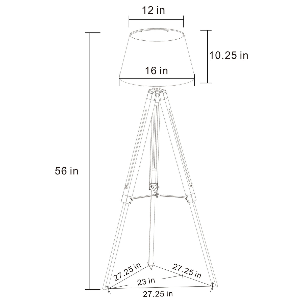 Hannah - Floor Lamp With Tripod Base - Gray