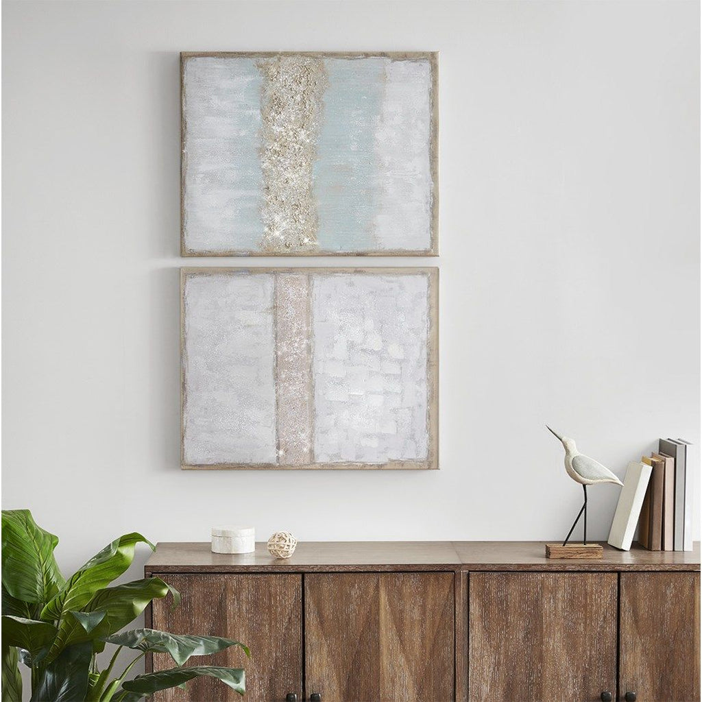 Radiant Flatland - Glitter Canvas Art Hand Embellished (Set of 2) - Multi